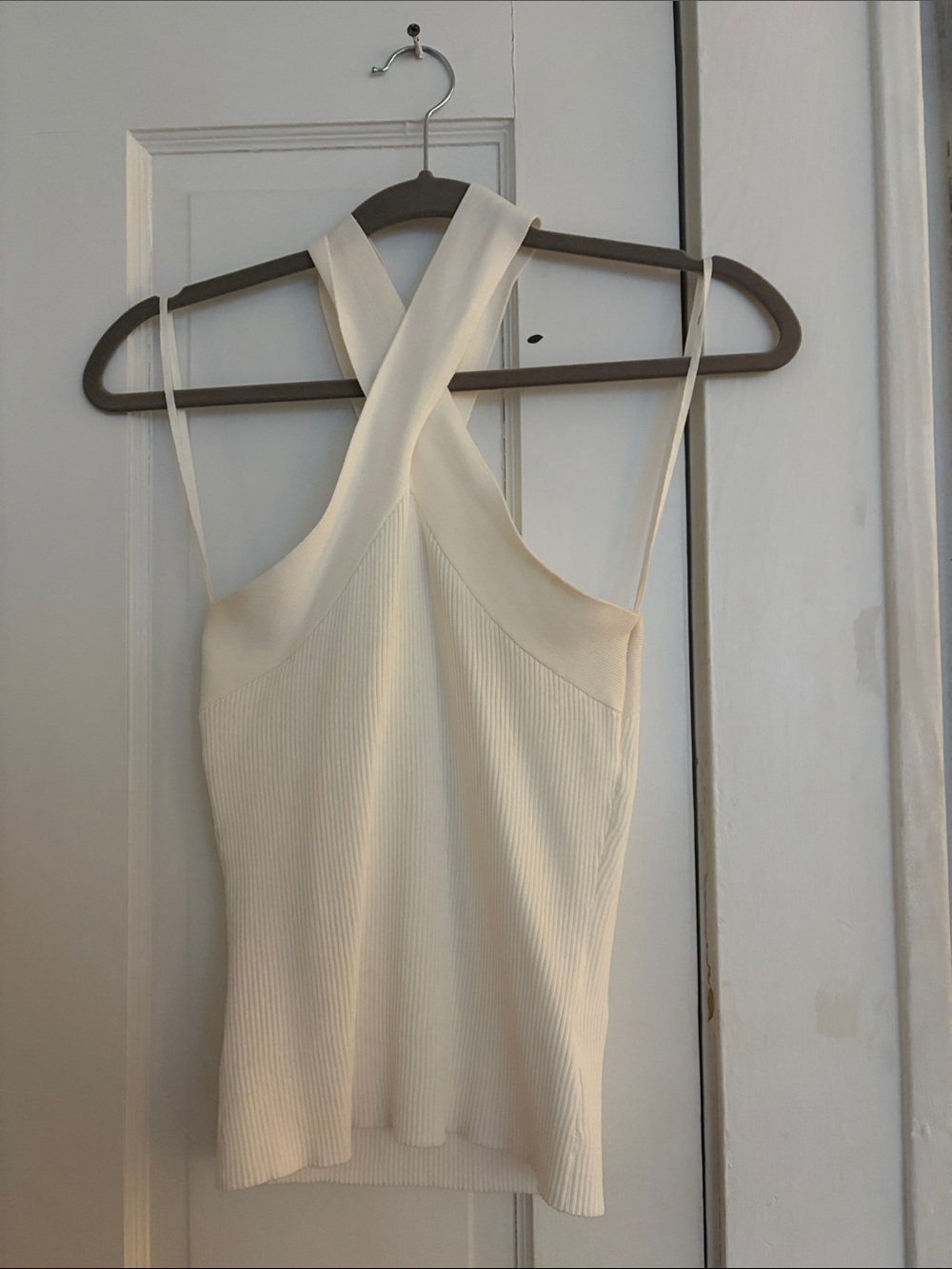 Skies Are Blue white cross neck Ribbed Tank